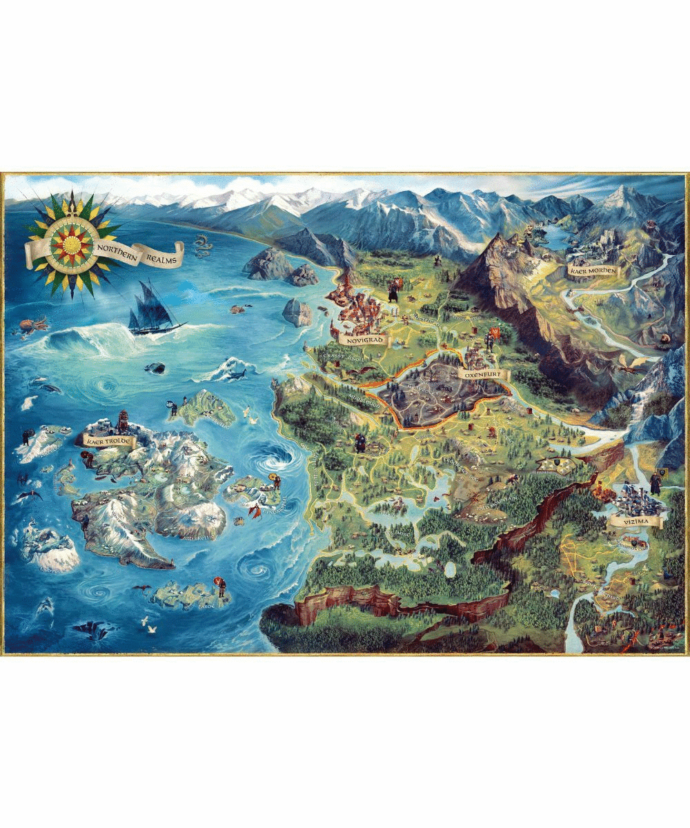 Gaming Puzzle: The Witcher (Wiedźmin) The Northern Realms Map, 1000 elementów 2